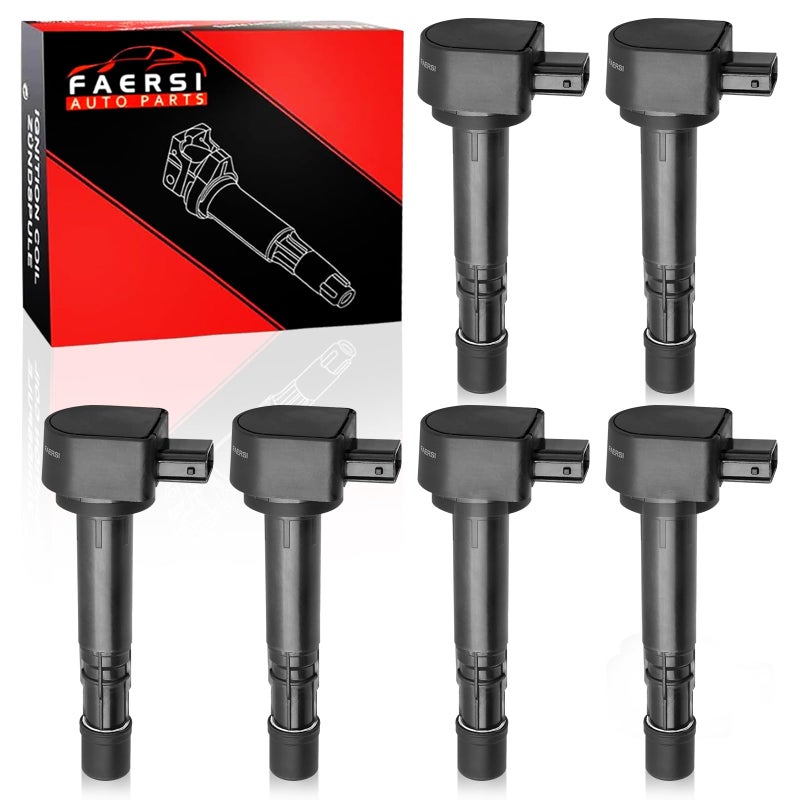 FAERSI Ignition Coil Pack of 6 Replacement for Honda Pilot, Acura MDX 2001 2002 2003 2004 2005 2006, Sature Vue Ridgeline V6 3.5L L4 1.7L 3.5L UF-400 C1460 UF-512 - Image 1